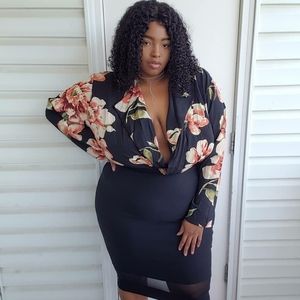 Floral V Neck Bodysuit